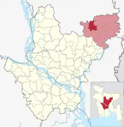 Map of Kishoreganj Sadar upazila in Kishoreganj District, Mymensingh division