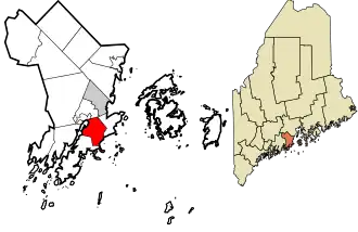 Location in Knox County and the state of Maine.