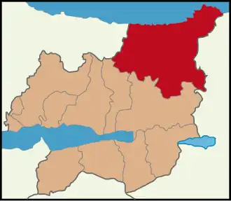 Map showing Kandıra District in Kocaeli Province
