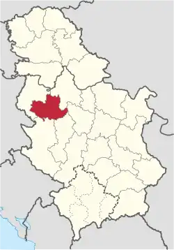 Location of district in Serbia
