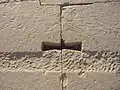 Egyptian stonework showing tool marks and butterfly interlocks in the Temple of Kom Ombo begun 180-145 BC