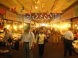 Interior of a fish market in Gwangjang Market