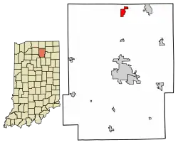 Location of Milford in Kosciusko County, Indiana.