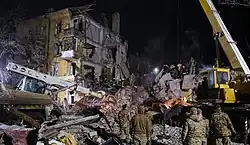 House in Kramatorsk after the attack and shelling with Russian missiles on 1 February 2023