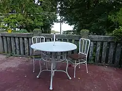 Metal dining table and chairs on the terrace
