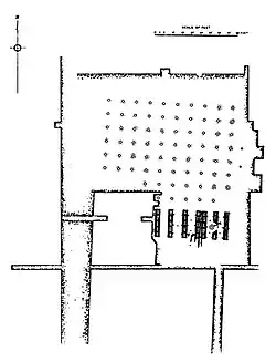Plan of the 80-column pillared hall in Pataliputra.