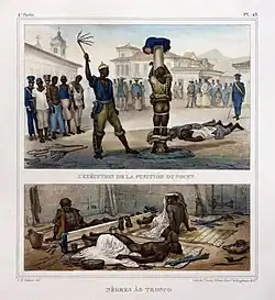 L'Exécution de la Punition du Fouet (top) Nègres ào Tronco (bottom), before 1830