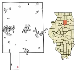 Location of Dana in LaSalle County, Illinois.