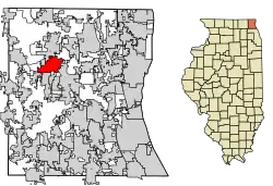 Location of Round Lake Beach in Lake County, Illinois.