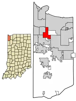 Location of Griffith in Lake County, Indiana.