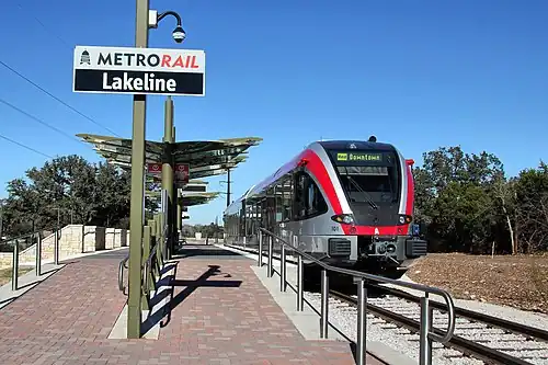CapMetro Rail train at Lakeline station