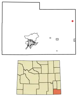 Location of Albin in Laramie County, Wyoming.