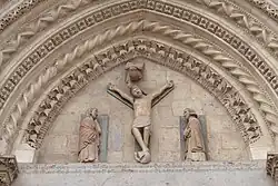 Larino Cathedral, detail of the facade.