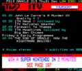The last television listings on ORACLE on its closing day. Note the 00:00 listing titled "THE END OF ORACLE: NOW THE NIGHTMARE BEGINS!", seemingly a jab against Teletext, their successors.[10]