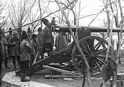 Romanian troops firing a 10.5 cm Kanone C/85.