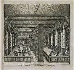 Rapenburg 70, 1694. "La nouvelle bibliothèque" (The new library), from Les delices de Leide, une des célèbres villes de l'Europe, Leiden: P. van der Aa, 1712.