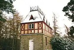 Leighton Hall Summerhouse.Originally the top engine house for the funicular that fed the slurry tank, this was later used as a summerhouse.