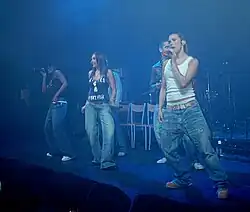 Liberty X performing at Aberystwyth University May Ball in 2006. From left to right: Kelli Young, Michelle Heaton and Jessica Taylor