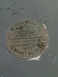 Lid of Hallstrom refrigeration unit, nameplate with 1934 patent reference.