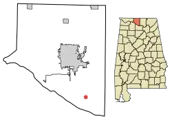 Location of Mooresville in Limestone County, Alabama.
