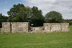 South view 2009; the opus reticulatum masonry is to the left and right of the passageway
