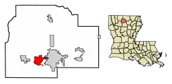 Location of Grambling in Lincoln Parish, Louisiana.