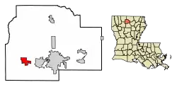 Location of Simsboro in Lincoln Parish, Louisiana.