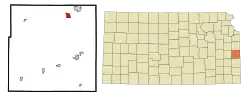 Location within Linn County and Kansas