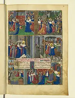 Louis IX installing the crown of thorns at the Sainte-Chapelle, f.17r.