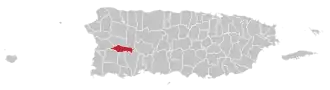 Map of Puerto Rico highlighting Maricao Municipality