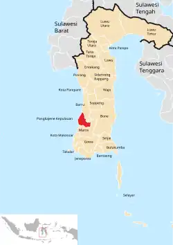 Location within South Sulawesi