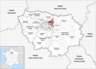 Location within the region Île-de-France