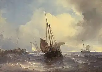 Louis Meijer Sailing ships on a choppy sea [6]