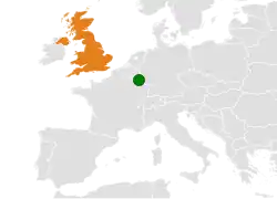 Map indicating locations of Luxembourg and UK