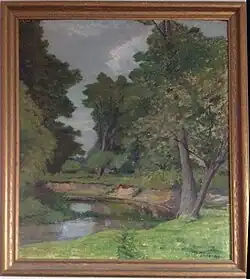 Oil painting of the swimming hole at the Porter Family Farm in Blissfield, MI