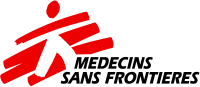 The logo of Médecins Sans Frontières, red stripes approximately appearing like a person.