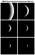 Sequence of images as MESSENGER departs after the second flyby of the planet