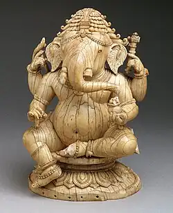Ganesha; c. 14th-15th century; ivory; height: 18.4 cm; Metropolitan Museum of Art[93]