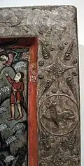 On the frame of a Romanesque Catalan altarpiece