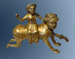 Aquamanile in the form of Phyllis and Aristotle, perhaps Mosan region, c. 1400–1450