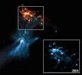 To track this motion, Chandra data is shown, from 2004, 2008, and then a combined image from observations taken in late 2017 and early 2018. These three epochs are shown in the inset of the main graphic.