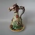 Horse Ewer, 14.6 in, coloured glazes, Palissy style