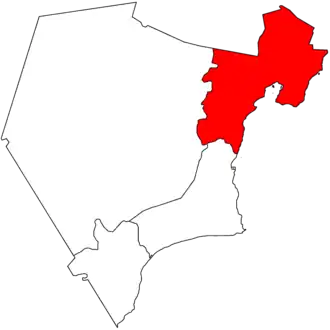 The wilayat of Mahout in the Al Wusta Governorate in Oman filled in red.