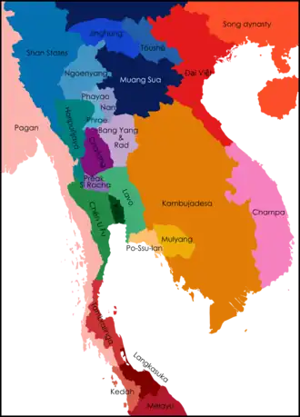 Political entities in mainland Southeast Asia in 1180 CE