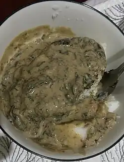 A bowl of smooth mashed vegetable