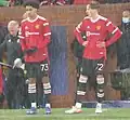 Zidane Iqbal (left) and Charlie Savage (right) each made their sole appearance for Manchester United as substitutes against BSC Young Boys in 2021.
