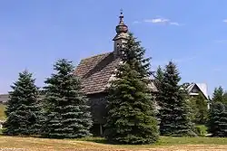 The old wooden church, now in Maniowy cemetery
