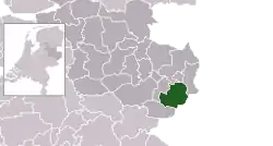 Highlighted position of Enschede in a municipal map of Overijssel