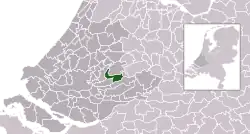 Highlighted position of Bergambacht in a municipal map of South Holland