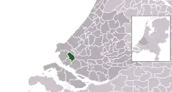 Highlighted position of Brielle in a municipal map of South Holland